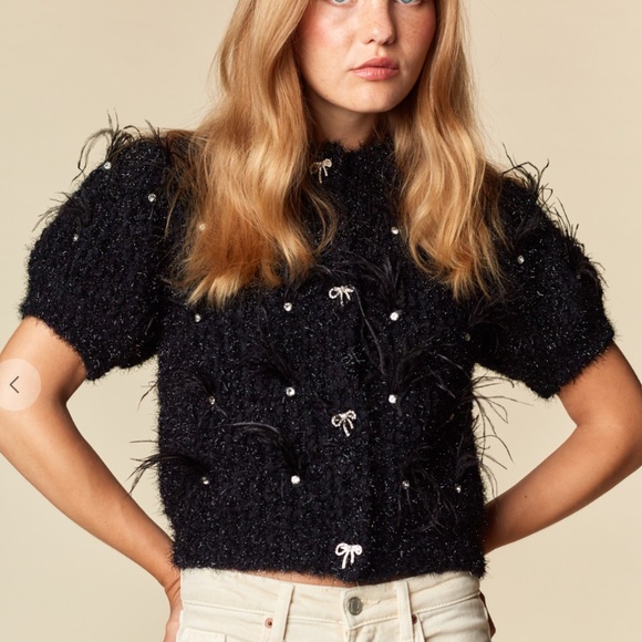 Rareraw “ Katrina 2 “ Rareraw Knit Sweater with Feather & Rhinestone Accents 95 - Picture 3 of 8